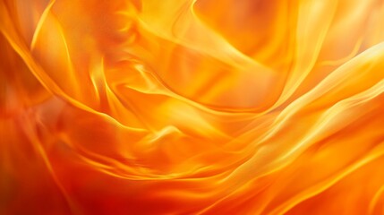 Wall Mural - vibrant orange fabric swirls gracefully in an abstract form. the silky texture conveys warmth and en