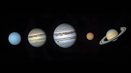 Wall Mural - a stunning view of the outer planets of our solar system, including jupiter, saturn, neptune, and ur
