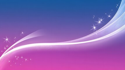 Poster - Abstract Purple and Blue Gradient Background with Shiny Stars and Wavy Lines