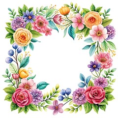 Canvas Print - illustration of floral frame background.  Ai Generated