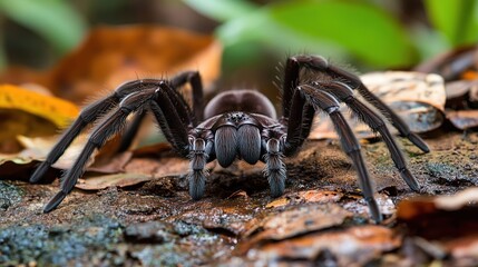 surreal tarantula with two human legs, blending the natural world with fantasy. this unique creature