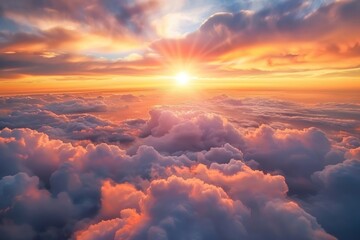 Sticker - Beautiful sunset sky above clouds outdoors horizon scenery.