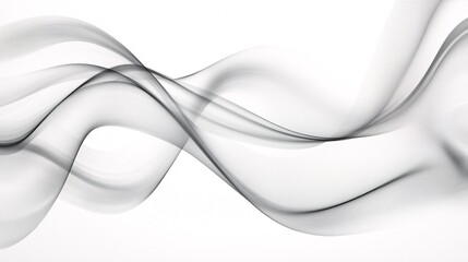 Wall Mural - Soft gray waves gently traverse a pure white background, creating a minimalist effect of flow