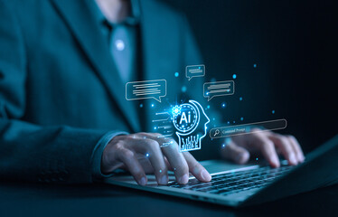 Wall Mural - ai generates bot artificial intelligence. communication is open for chat customers to develop chatbo