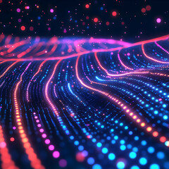 Wall Mural - Abstract Futuristic Digital Background with Glowing Lines and Particles