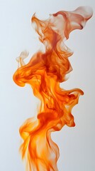 Wall Mural - Abstract Swirling Orange Smoke Against a White Background