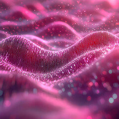 Wall Mural - Abstract Pink Glowing Particles Wave Background