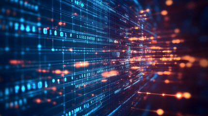 Abstract Digital Network Background With Binary Code And Data Flow