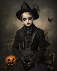 Wall Mural - Halloween Child in Black.