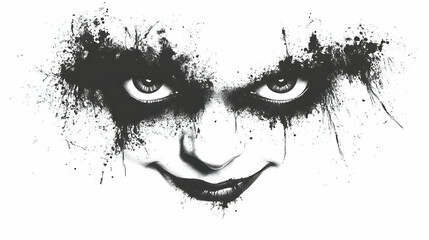 Black and White Face with Splashes of Ink