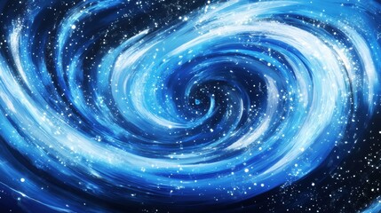 Wall Mural - starry night galaxy spiral in blue tones