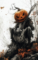 Wall Mural - Pumpkin Guitarist.