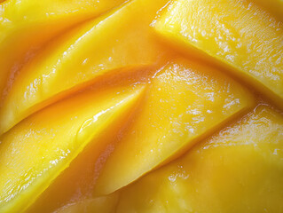 Juicy yellow mango closeup shot. Created with Ai