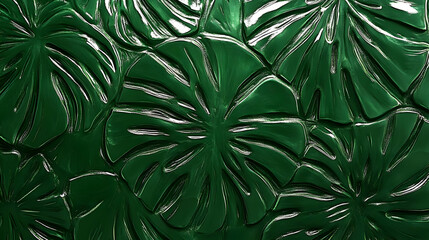 Wall Mural - Green Monstera Leaf Pattern Tropical Texture Background