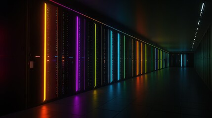 Canvas Print - Neon Lights in Server Room