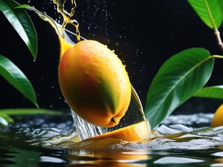 A slice of orange is floating in a pool of water