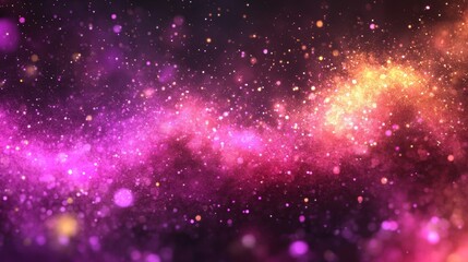 Wall Mural - Captivating cosmic sparkle in vivid pink orange hues