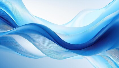 Wall Mural - Abstract blue and white dynamic waves on a clean background