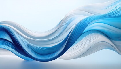 Wall Mural - Abstract blue and white dynamic waves on a clean background