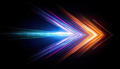 Wall Mural - A colorful arrow made of glowing light beams