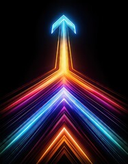 Wall Mural - A colorful arrow made of glowing light beams