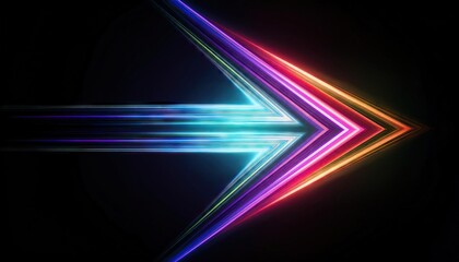 Wall Mural - A colorful arrow made of glowing light beams