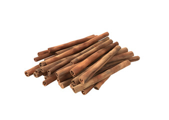 Brown cinnamon sticks bundled together, aromatic spice ingredient. Isolated on a transparent background