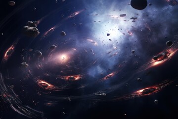 Wall Mural - A wormhole space astronomy universe.