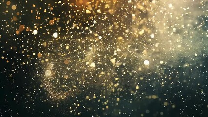 Wall Mural - abstract golden particles floating in dark space background