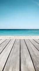 Wall Mural - Wooden Deck Overlooking a Beach and Ocean