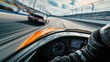 © Georgii - Exciting NASCAR race with driver overtaking another car on high-speed track under bright sky, showcasing thrilling motorsport competition and precision driving skills