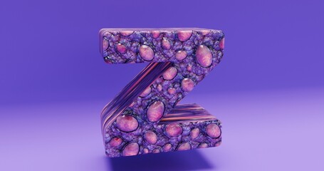 Alphabet. 3d letters render alien set. Letters set. Letter Zz. Alien  letter Zz