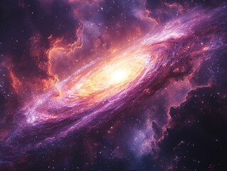 Wall Mural - Cosmic Spiral Galaxy with Stars and Nebulae