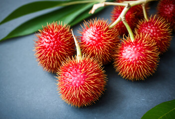 close up photo of rambutan fruit. generative ai