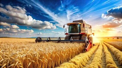 rural, farm, technology, wheat, harvesting, autumn, abundance, food, a combine harvester works in pe