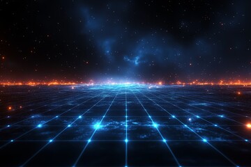 Wall Mural - futuristic cyberspace grid network digital landscape