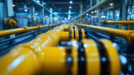 yellow gas pipes in a factory