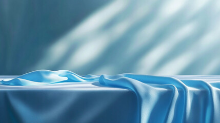 Wall Mural - empty table podium on cyan background. mock up product display stand with generative ai.