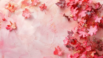Wall Mural - Artistic maple leaf floral arrangements on a soft pastel background, offering a thematic and artistic addition to floral displays with ample space for Canada Day messages