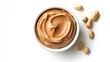© Khalil - Bowl of peanut butter and peanuts isolated on white background. Top view