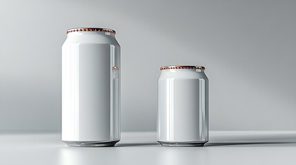 Two blank white aluminum cans with gold tops on a white background.