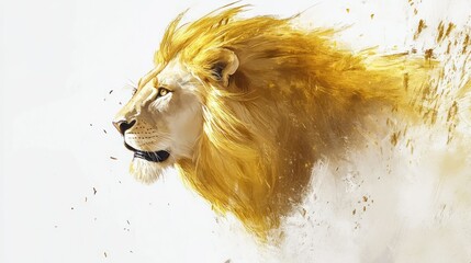 Wall Mural - A Majestic Lion's Profile with a Golden Mane