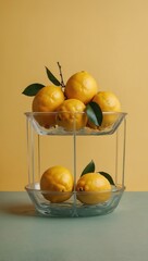 Wall Mural - A bowl of lemons is displayed on a table