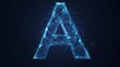 © Sea - Abstract polygonal letter A consists of polygons, lines, and connected glowing dots. 3D wireframe vector illustration. Technology low poly alphabet concept. Blue on dark blue background