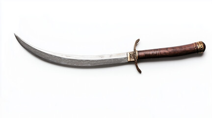 Wall Mural - High quality photo of a pirates curved cutlass sword on a white background. Historical events isolated on white. Photo realistic photo.
