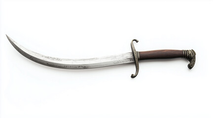 Wall Mural - High quality photo of a pirates curved cutlass sword on a white background. Historical events isolated on white. Photo realistic photo.
