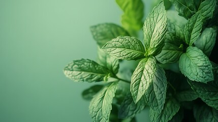 Generated AI Image of Fresh Fertile Organic Mint Leaves Spice Healthy Food