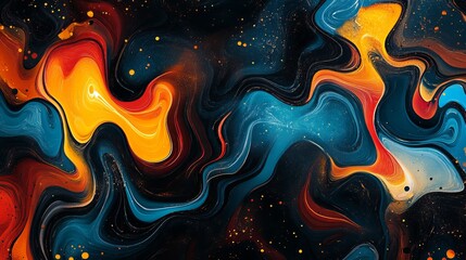 Wall Mural - Abstract swirling colors in vibrant patterns displayed on a dark background