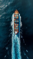 container ship with cargo containers sailing in the open sea