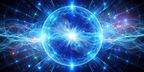 Wall Mural - blue, power, cosmic, vibrant, space, plasma, force field, protection, stars, universe, illuminated, 